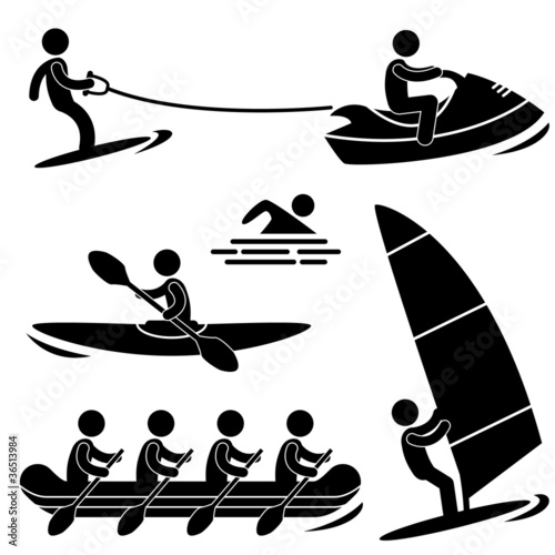 Vector: Water Sea Sport Skurfing Rowing Windsurfing Rafting Water Sea Sport Skurfing Rowing Windsurfing Rafting