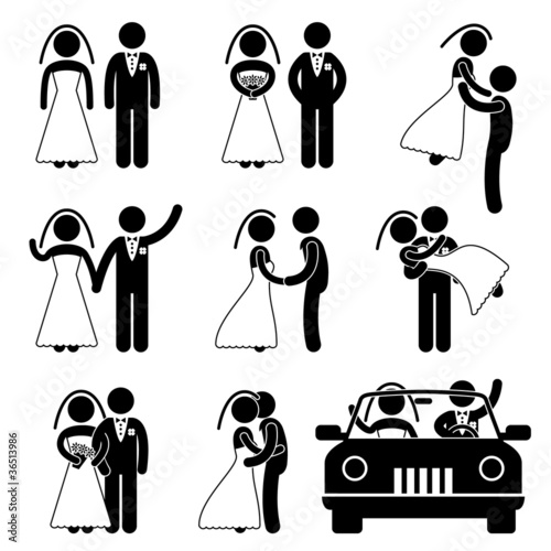 Vektor: Wedding Bride Bridegroom Married Marry Marriage Wedding Bride Bridegroom Married Marry Marriage