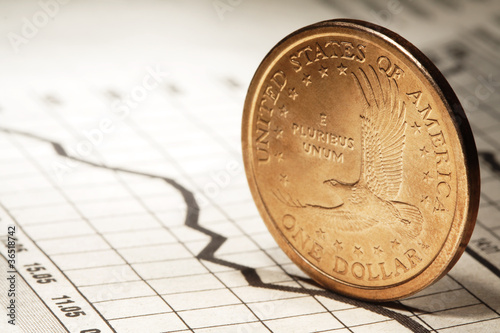 Photo: one dollar on chart one dollar on chart