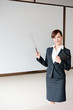 attractive businesswoman with whiteboard