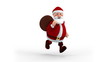Cartoon Santa Claus with gift bag running on spot - front Cartoon Santa Claus with gift bag running on spot - front