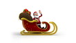 Cartoon Santa Claus riding in his sleigh and waving Cartoon Santa Claus riding in his sleigh and waving