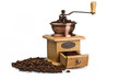 Vintage hand coffee grinder on white