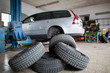 inside a garage (shallow DOF; color toned image)