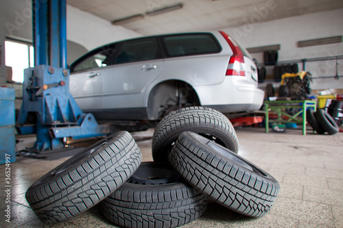 Photo: inside a garage (shallow DOF; color toned image) inside a garage (shallow DOF; color toned image)