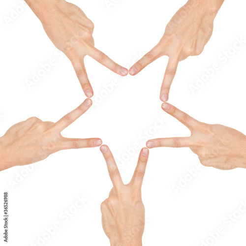 Photo: star made of human hands star made of human hands