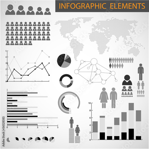 Vecteur : Vector Black and white set of Infographic elements Vector Black and white set of Infographic elements