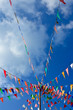 Lines of flags and blue sky Lines of flags and blue sky