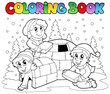 Coloring book winter scene 1