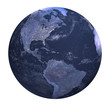 Planet earth at night white background