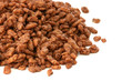 Chocolate popped rice cereals scattered on white background