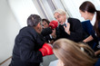 Team of business associates fighting in the office