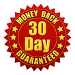 30 day money back guaranteed , isolated on white