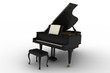 Black piano on white background