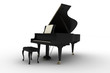 Black piano on white background