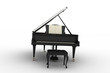 Black piano on white background