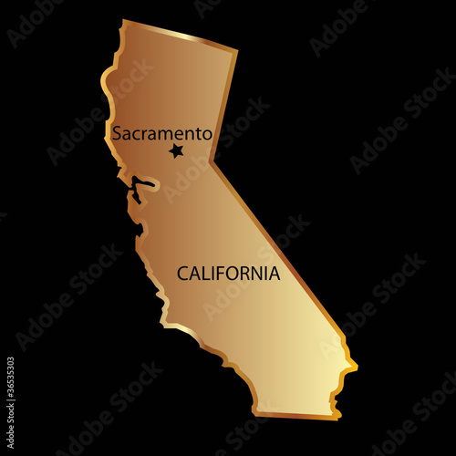 Vector: Gold california state map Gold california state map