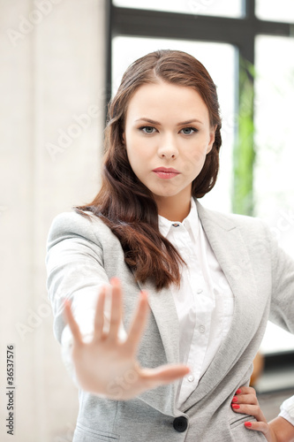Photo: woman making stop gesture woman making stop gesture