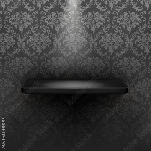 Vector: Empty shelf, black luxury Empty shelf, black luxury