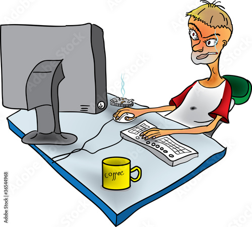 Vektor: Russian designer at work in the office Russian designer at work in the office