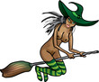 Naked witch on a broomstick