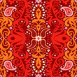 Bright oriental floral ornament in red and brown Bright oriental floral ornament in red and brown