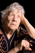 Portrait of old woman a black
