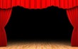 Red velvet curtain opening scene