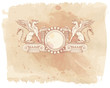 Vintage frame & Griffins, seated on an Ionic column - hand draw