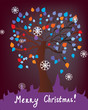 Christmas card with tree at night Christmas card with tree at night