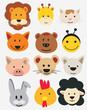Vector illustration of animal faces.