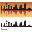 Barcelona skyline in orange background