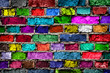 Rainbow colourful brick wall (background)