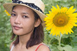 Girl in the field of sunflowers ..