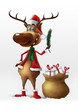 Christmas deer with branch isolated