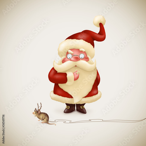 Illustration: Santa Claus with a strange little reindeer Santa Claus with a strange little reindeer