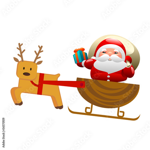 Vector: Santa with sleigh and deer Santa with sleigh and deer
