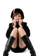 French woman in hight school uniform with tricorn