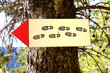 Footsteps sign for a trail in the Alps
