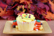 Photo: One yellow fall decorated cupcake One yellow fall decorated cupcake