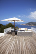 Patio furniture on modern deck
