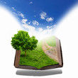 book with green landscape inside book with green landscape inside