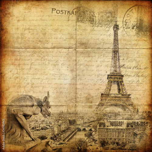 Illustration: vintage letter - Paris vintage letter - Paris