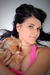 woman with puppy