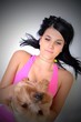 woman with puppy