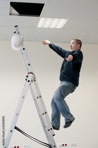 Photo: man falls from ladder man falls from ladder