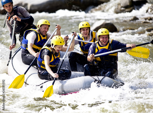 Photo: Group rowing on river Group rowing on river