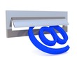 E-Mail Inbox over white background with blue alias sign