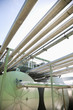 Pipes connecting tanks outdoors