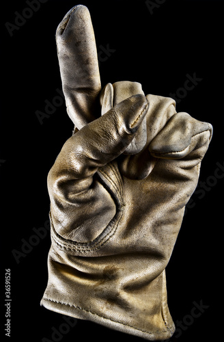 Foto: Leather glove gesturing number one Leather glove gesturing number one